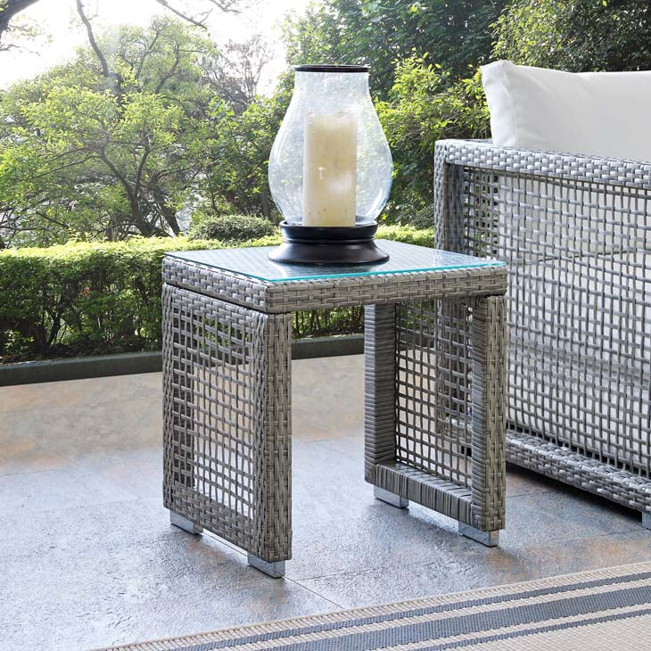 Audrey Outdoor Patio Wicker Rattan Side Table - living-essentials