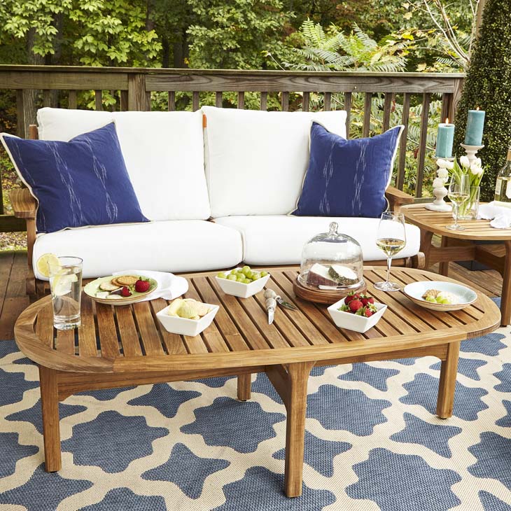 Saratoga Outdoor Patio Premium Grade a Teak Wood Oval Coffee Table - living-essentials