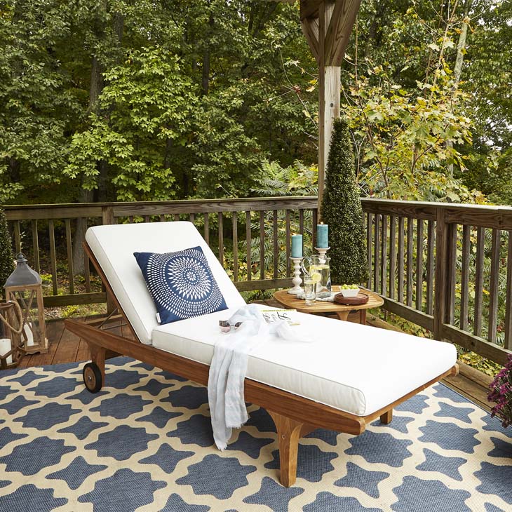 Saratoga Outdoor Patio Teak Chaise Lounge - living-essentials