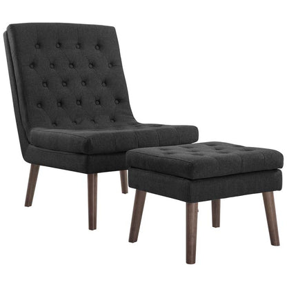 Monty Upholstered Lounge Chair and Ottoman - living-essentials