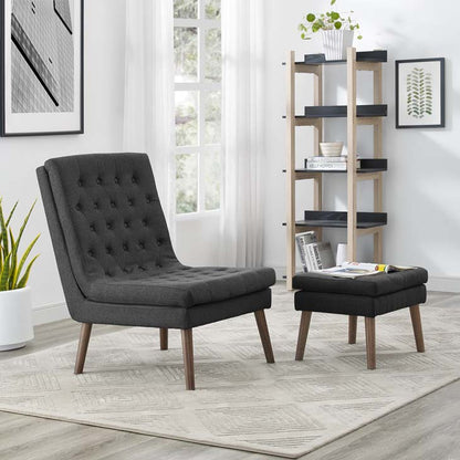 Monty Upholstered Lounge Chair and Ottoman - living-essentials
