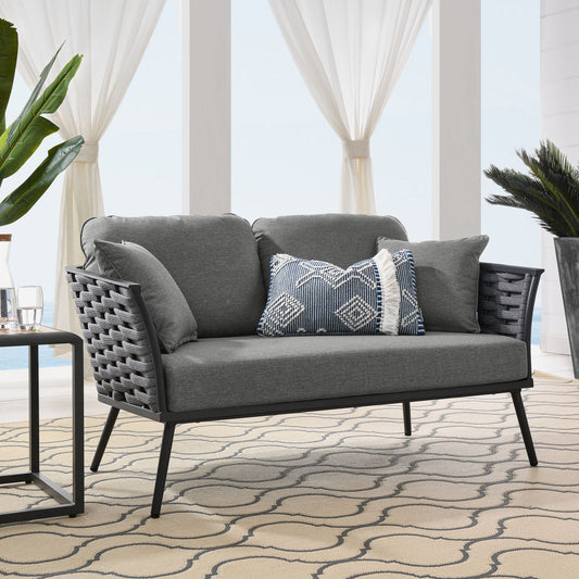 Yanick Outdoor Patio Aluminum Loveseat