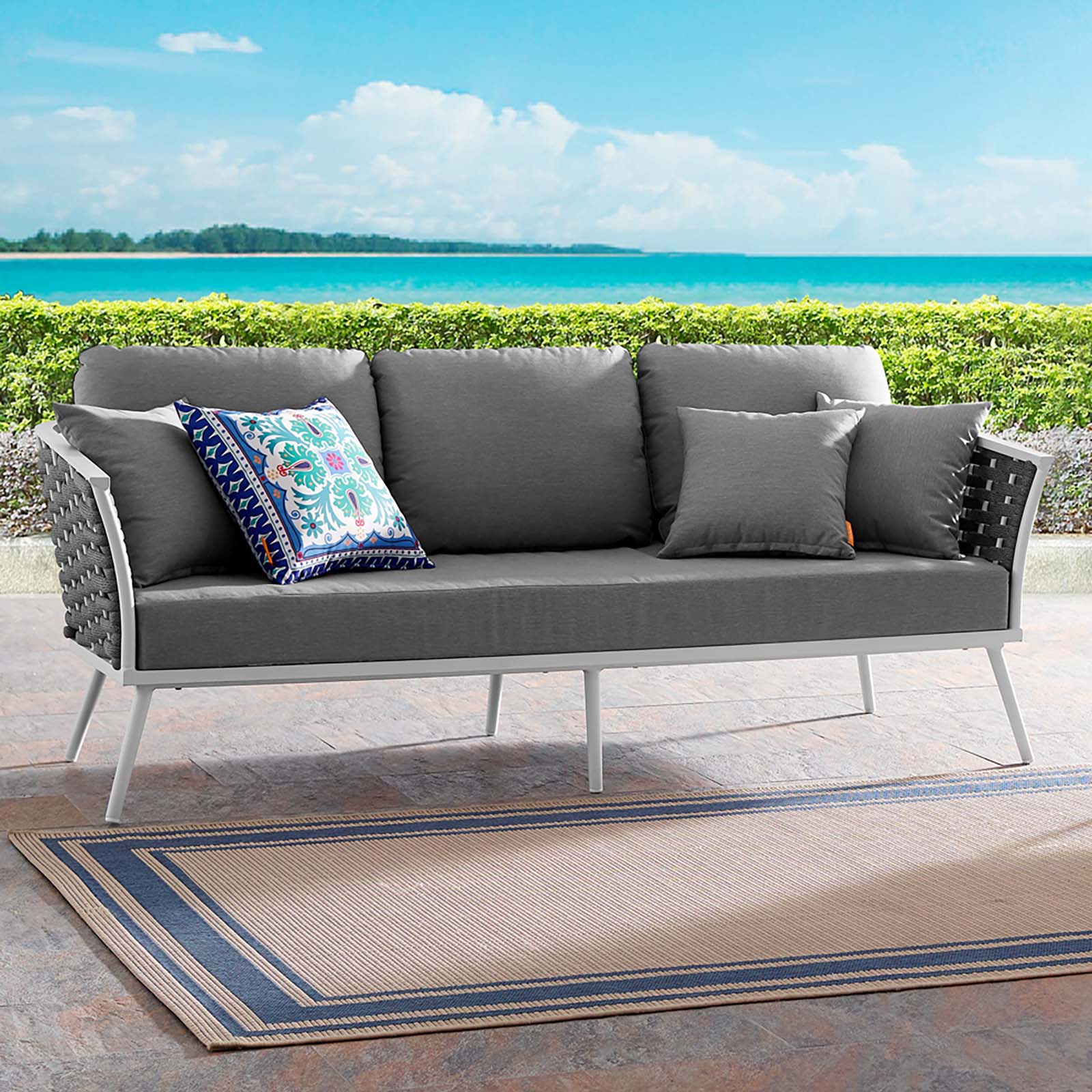 Yanick Outdoor Patio Aluminum Sofa