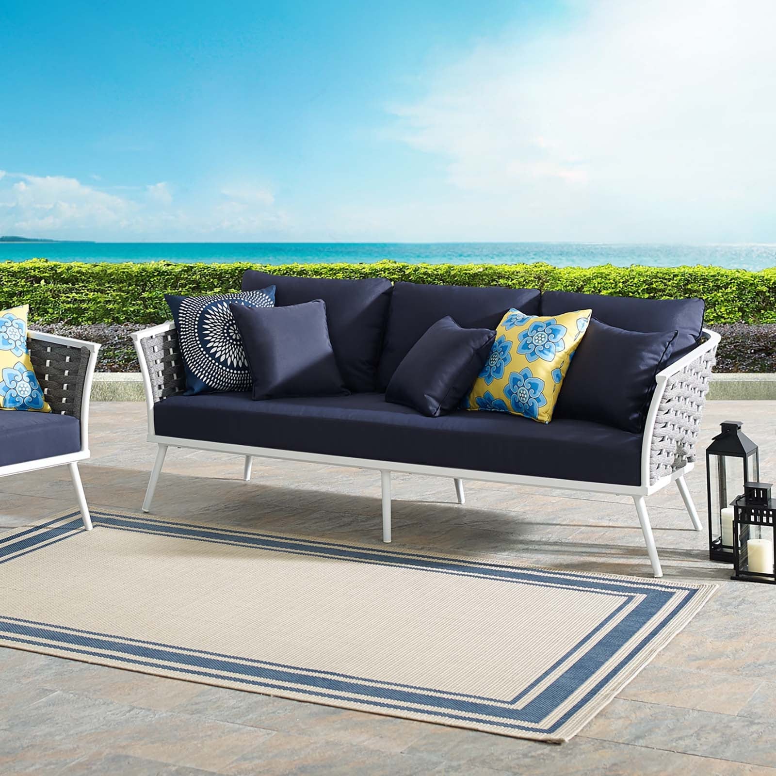 Yanick Outdoor Patio Aluminum Sofa