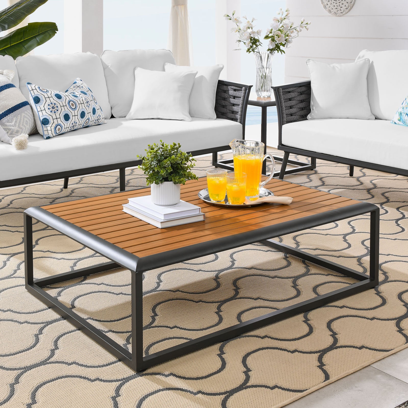 Yanick Outdoor Patio Aluminum Coffee Table