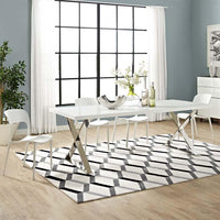 Shelby White Silver Dining Table - living-essentials