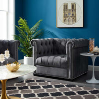 Heritage Upholstered Velvet Armchair - living-essentials