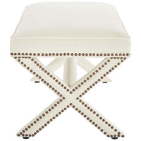 Rivet Upholstered Velvet Bench - living-essentials