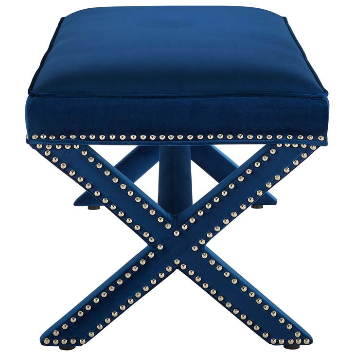 Rivet Upholstered Velvet Bench - living-essentials