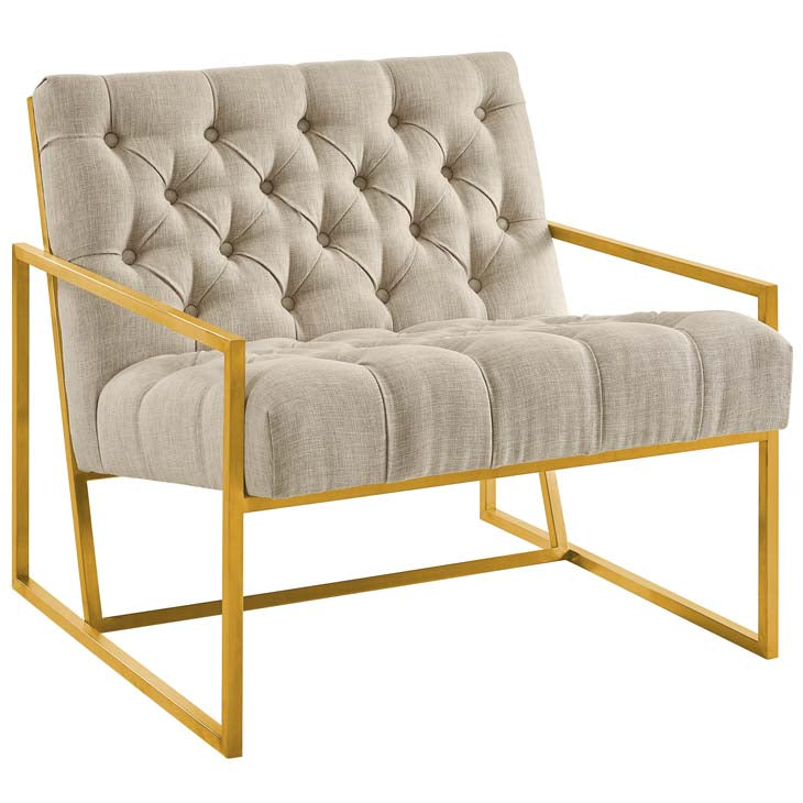 Bequest Gold Stainless Steel Upholstered Fabric Accent Chair - living-essentials