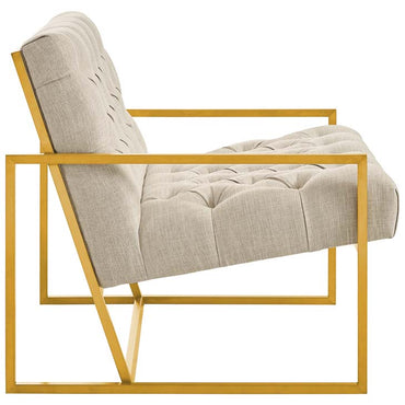 Bequest Gold Stainless Steel Upholstered Fabric Accent Chair - living-essentials