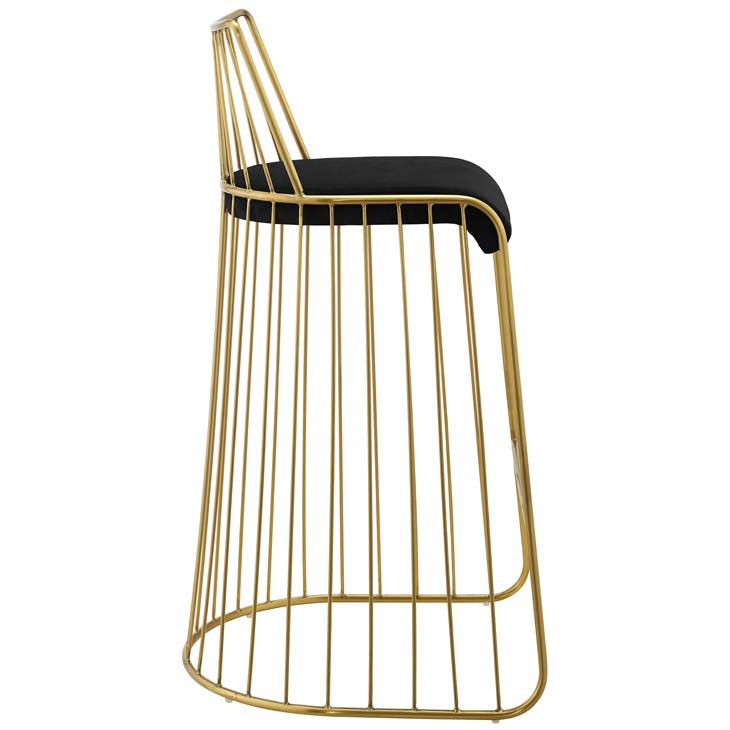 Rivulet Gold Stainless Steel Upholstered Velvet Bar Stool - living-essentials