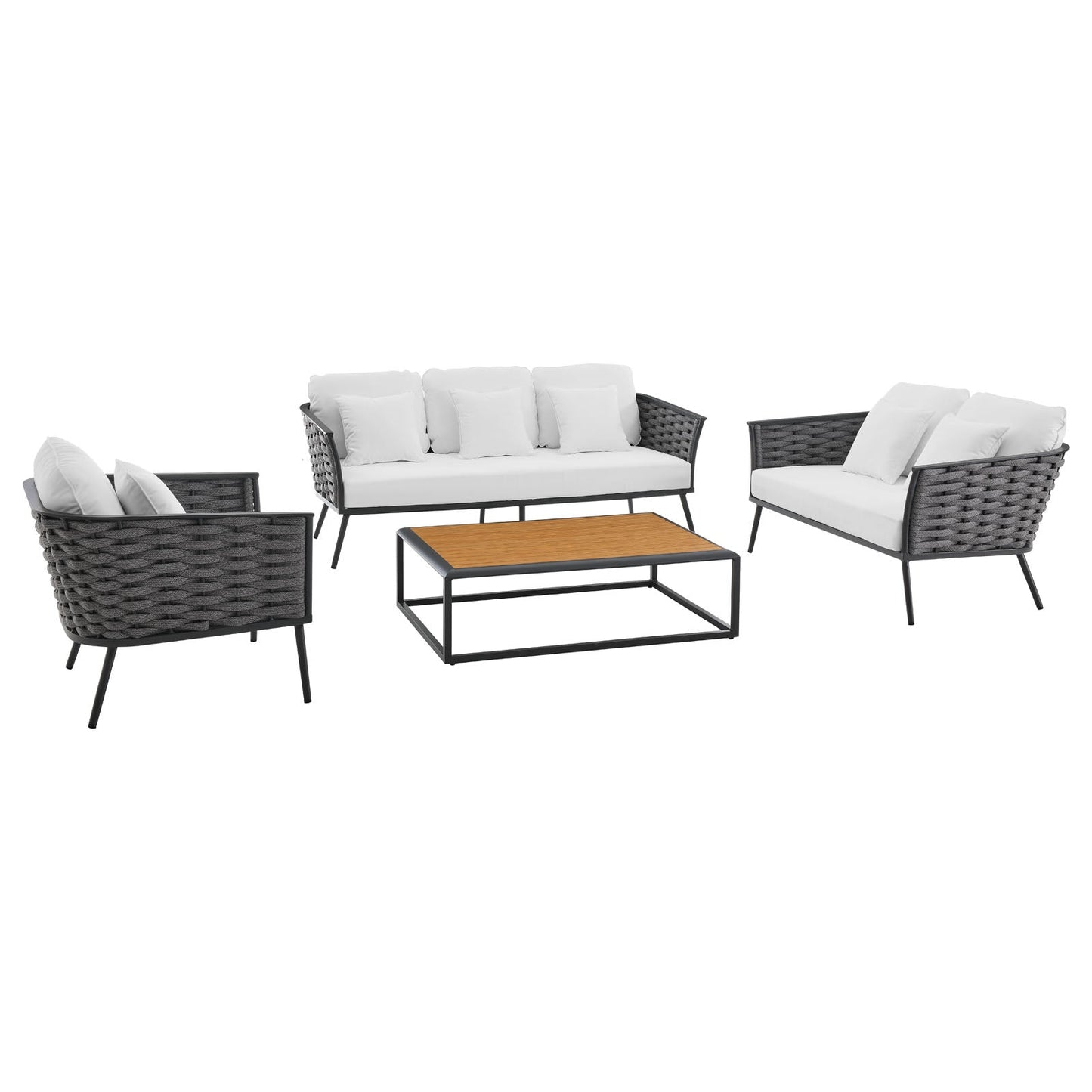 Sahira 4 Piece Outdoor Patio Aluminum Sectional Sofa Set