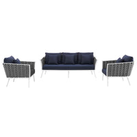 Sahira 3 Piece Outdoor Patio Aluminum Sectional Sofa Set