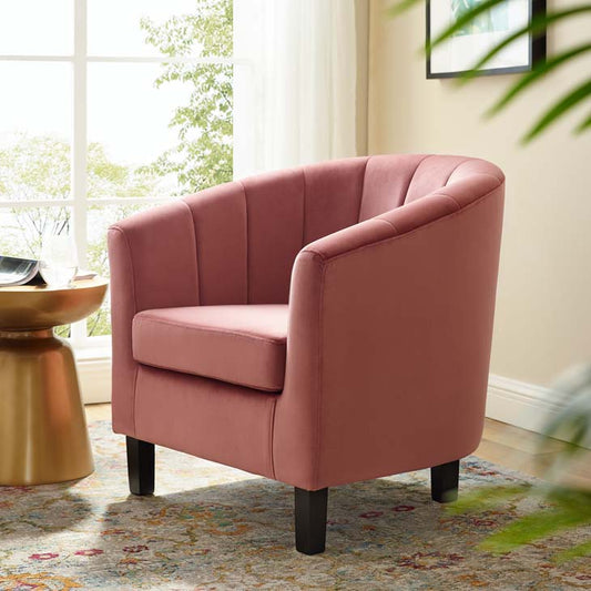 Prospect Channel Tufted Upholstered Velvet Armchair - living-essentials
