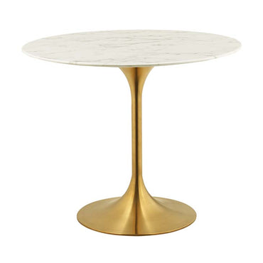 Tulip Style 36" Marble Gold Dining Table - living-essentials