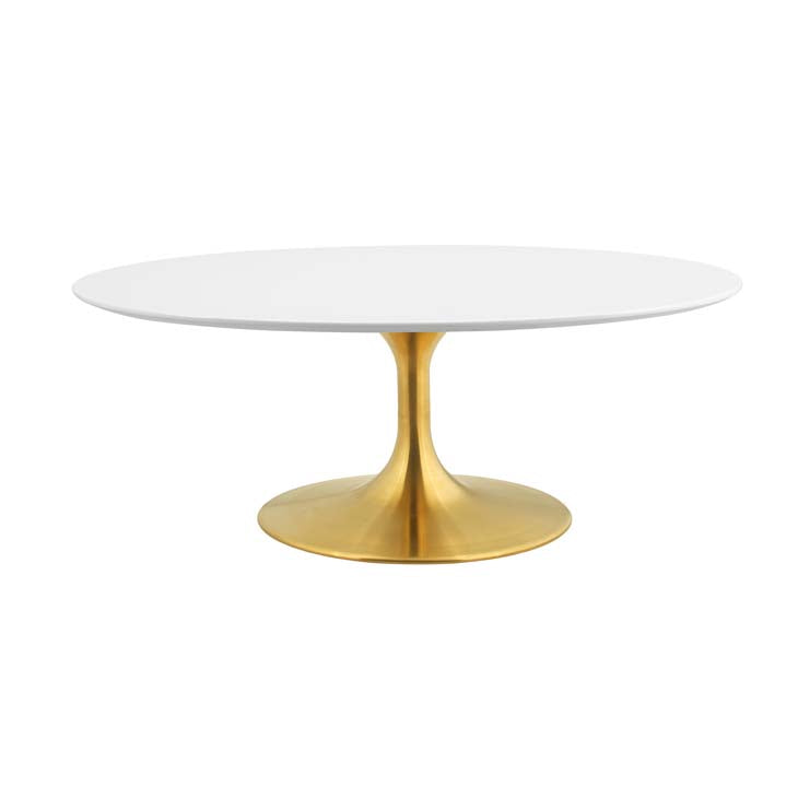 Tulip Style 42" Gold Oval Shaped Coffee Table - living-essentials