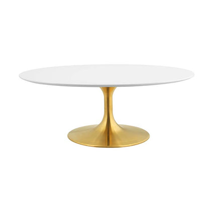 Tulip Style 42" Gold Oval Shaped Coffee Table - living-essentials
