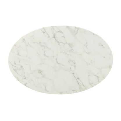 Tulip Style 42" Gold Oval Shaped Marble Coffee Table - living-essentials