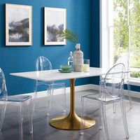 Tulip Style 60" Gold Rectangle Dining Table - living-essentials