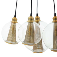 Vertex Brass Cone And Glass Globe Cluster Pendant Light Chandelier - living-essentials