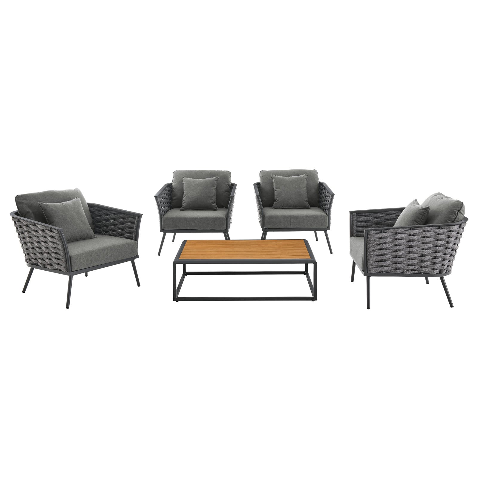 Sahira 5 Piece Outdoor Patio Aluminum Sectional Sofa Set