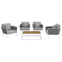 Sahira 5 Piece Outdoor Patio Aluminum Sectional Sofa Set