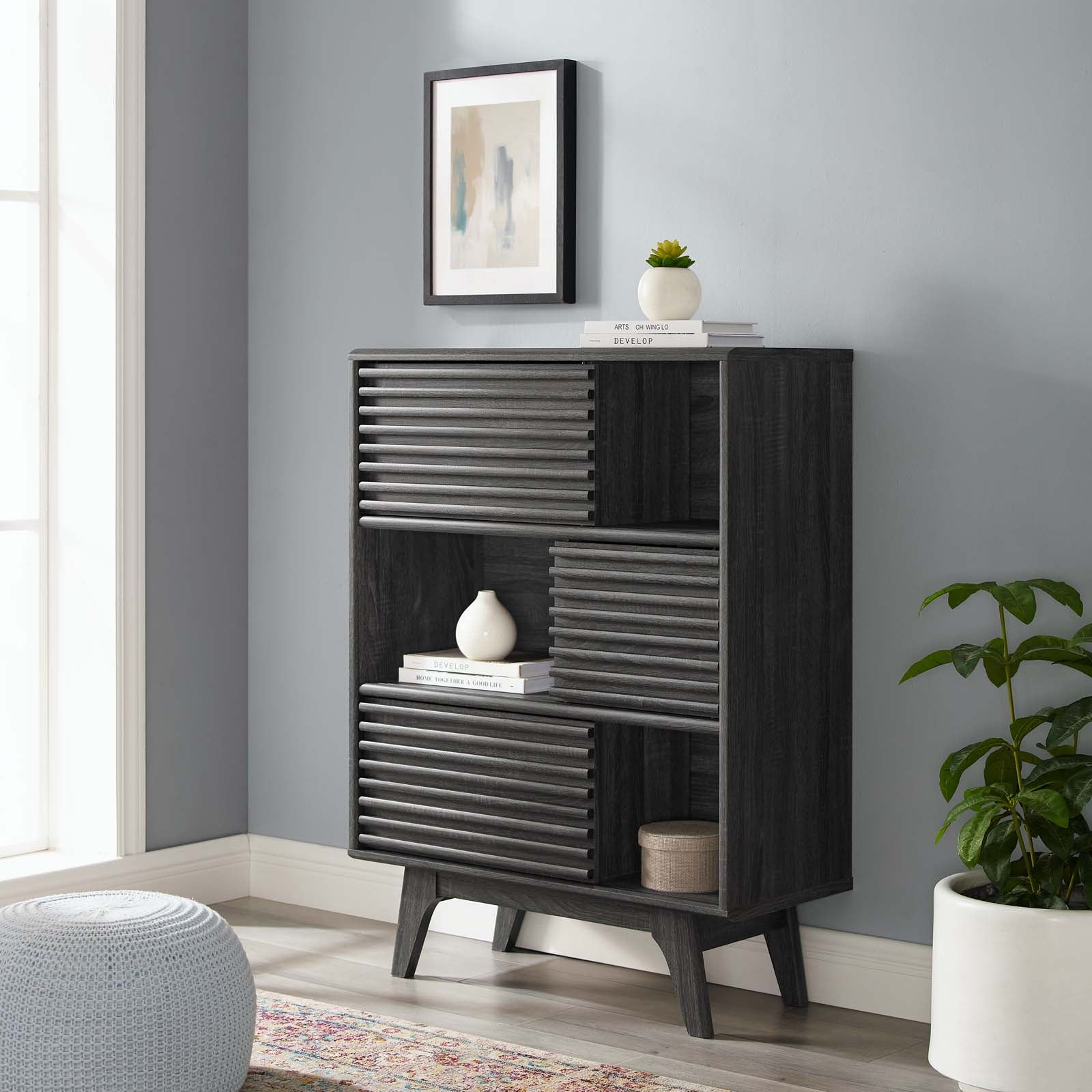 Grana Three-Tier Display Storage Cabinet Stand