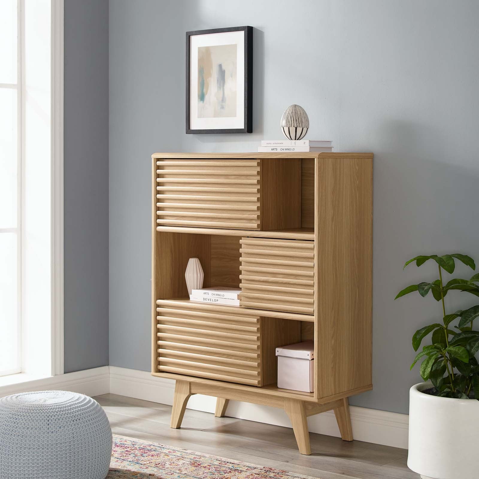 Grana Three-Tier Display Storage Cabinet Stand