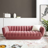 Amuse Vertical Channel Tufted Performance Velvet Sofa - living-essentials