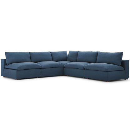 Common Down Filled Overstuffed 5 Piece Sectional Sofa - living-essentials
