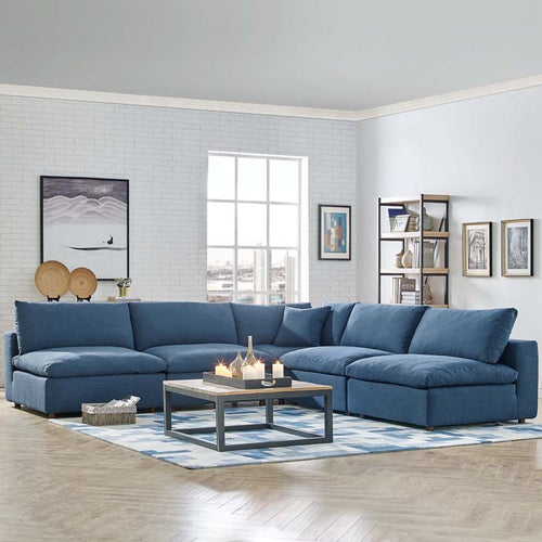 Common Down Filled Overstuffed 5 Piece Sectional Sofa - living-essentials