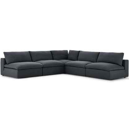 Common Down Filled Overstuffed 5 Piece Sectional Sofa - living-essentials
