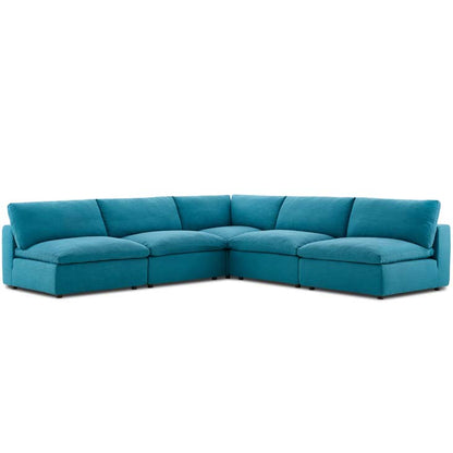 Common Down Filled Overstuffed 5 Piece Sectional Sofa - living-essentials