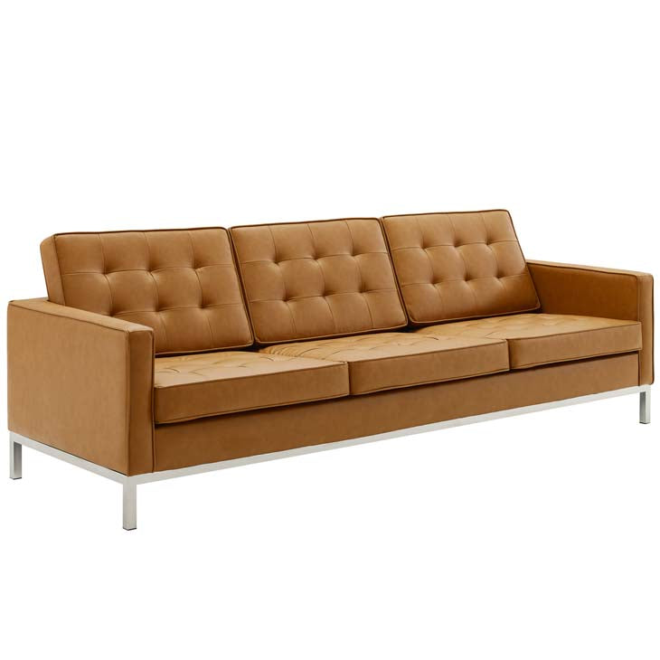 Knoll Tufted Button Artificial Leather Sofa - living-essentials