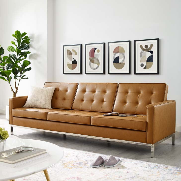 Knoll Tufted Button Artificial Leather Sofa - living-essentials