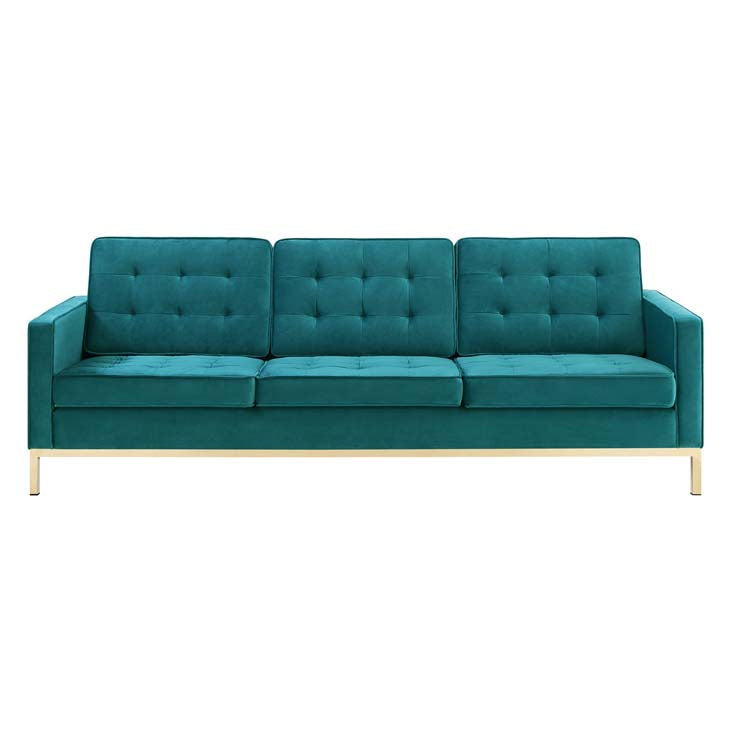 Knoll Gold Stainless Steel Velvet Sofa - living-essentials