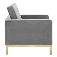 Knoll Style Gold Trim Velvet Armchair - living-essentials