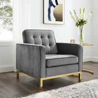 Knoll Style Gold Trim Velvet Armchair - living-essentials