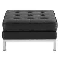 Florence Tufted Upholstered Faux Leather Ottoman