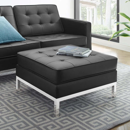 Florence Tufted Upholstered Faux Leather Ottoman