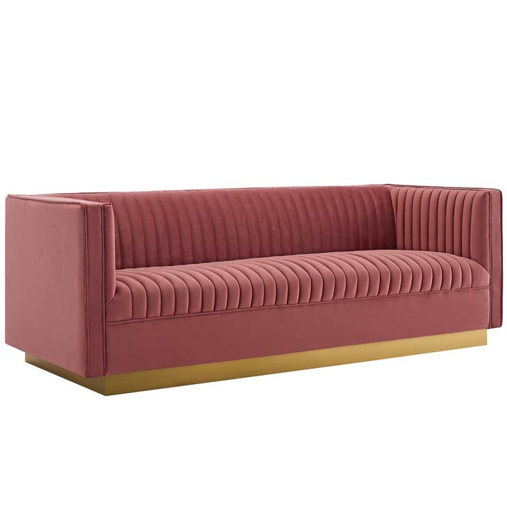 Sanguine Vertical Channel Tufted Performance Velvet Sofa - living-essentials