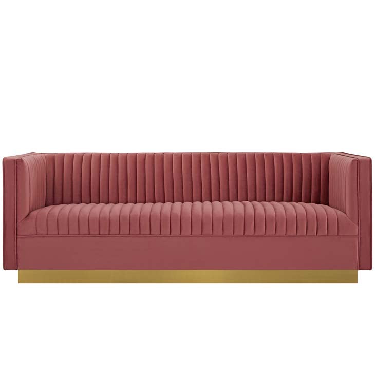 Sanguine Vertical Channel Tufted Performance Velvet Sofa - living-essentials