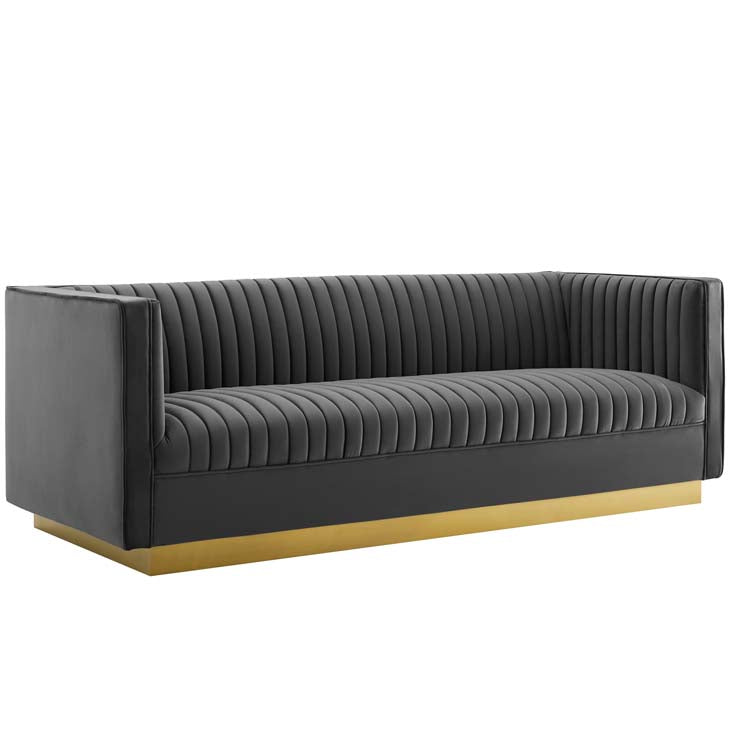 Sanguine Vertical Channel Tufted Performance Velvet Sofa - living-essentials