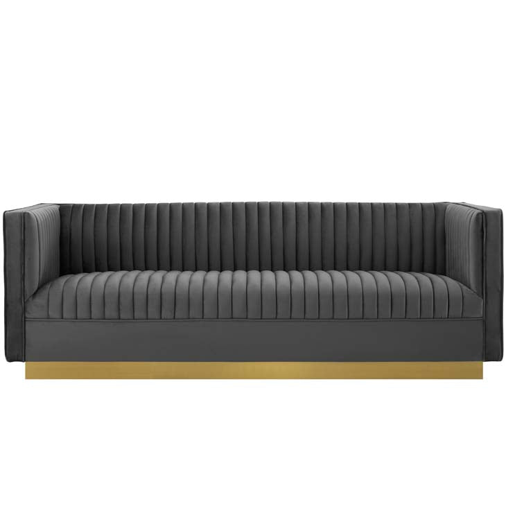 Sanguine Vertical Channel Tufted Performance Velvet Sofa - living-essentials