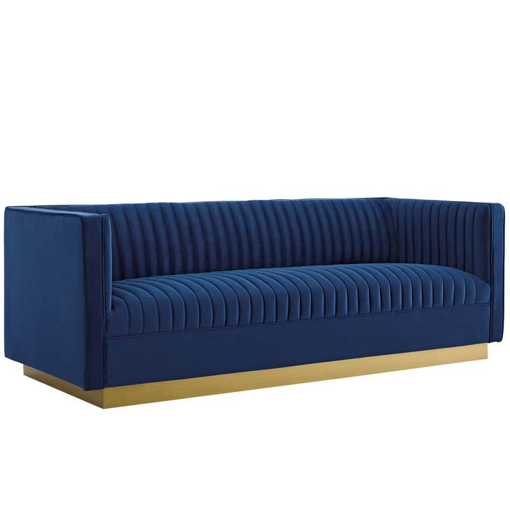 Sanguine Vertical Channel Tufted Performance Velvet Sofa - living-essentials