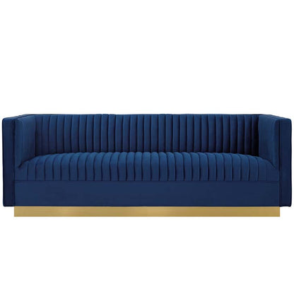 Sanguine Vertical Channel Tufted Performance Velvet Sofa - living-essentials