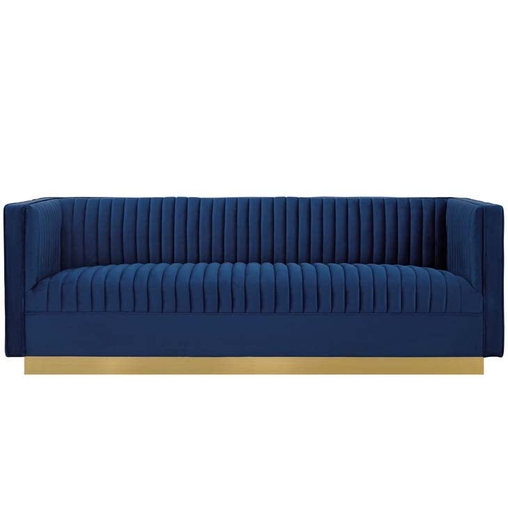 Sanguine Vertical Channel Tufted Performance Velvet Sofa - living-essentials