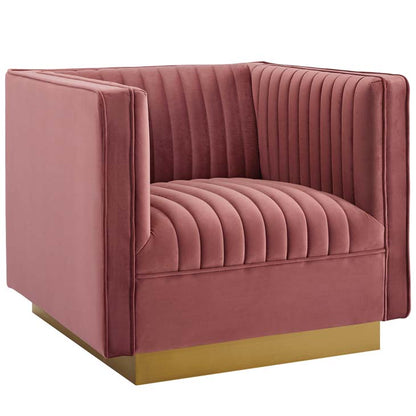 Sanguine Vertical Channel Tufted Accent Performance Velvet Armchair - living-essentials
