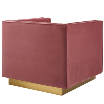 Sanguine Vertical Channel Tufted Accent Performance Velvet Armchair - living-essentials